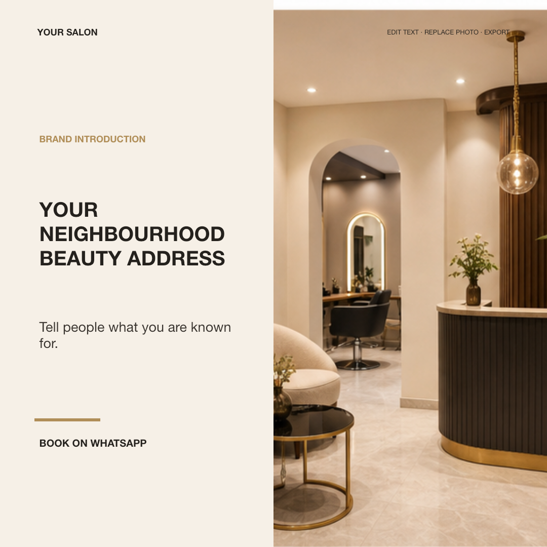 Premium square salon brand-introduction template