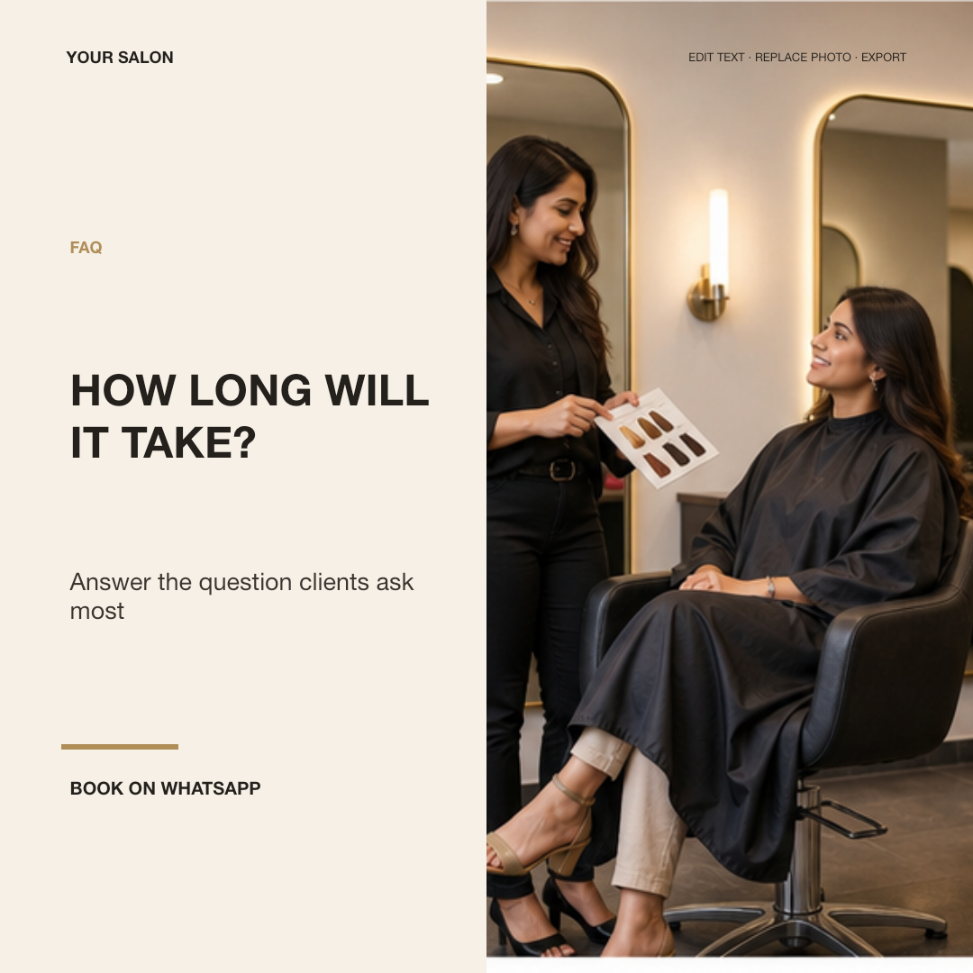 Salon service duration FAQ template