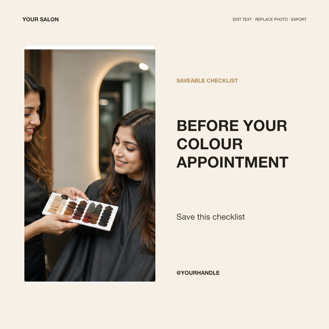 Before your colour appointment checklist template